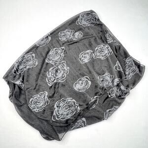 Vintage Sheer Black Rose Print Scarf